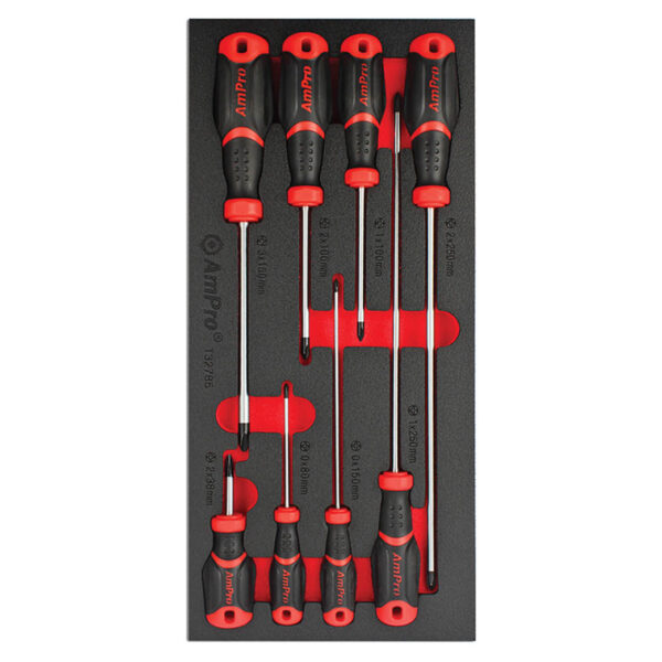 Ampro 8 Piece Power Grip Screwdriver Set (Phillips) FT
