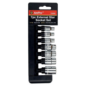 Ampro 7 Piece 1/4" and 3/8" Drive External Star Socket Set
