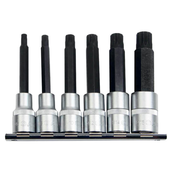 Ampro 6 Piece 1/2" Drive Spline Bit Socket Set 100mm (M6-M16)