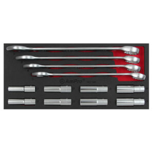 Ampro 12 Piece 1/2" Drive Deep Socket and Combination Wrench Set FT