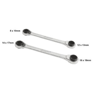 Ampro 2 Piece 8 Size Rev Geared Ratcheting Wrench Set