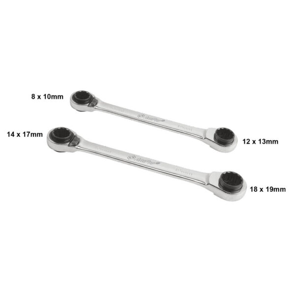 Ampro 2 Piece 8 Size Rev Geared Ratcheting Wrench Set