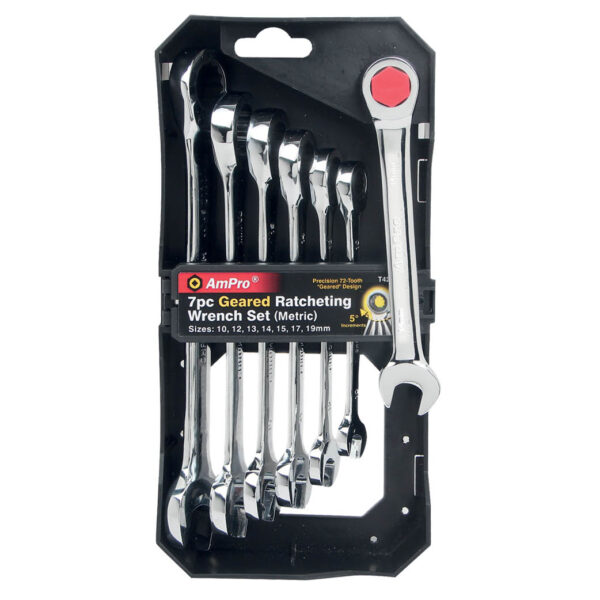 Ampro 7 Piece Ratcheting Wrench Set (10 - 19mm)