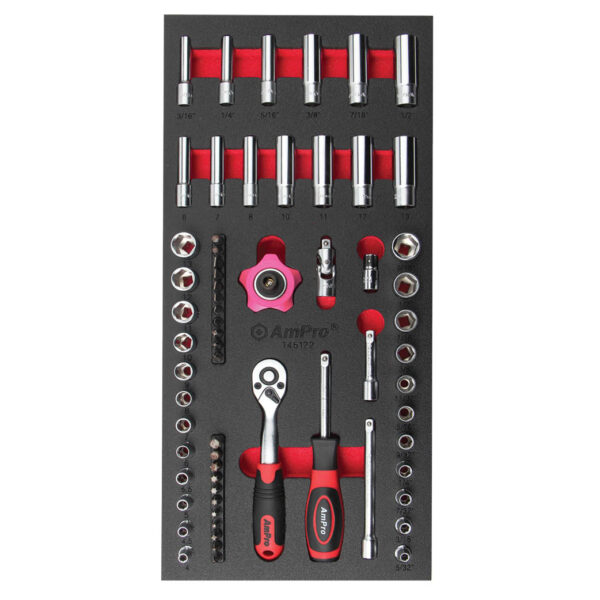 Ampro 65 Piece  1/4" Drive Socket Set FT