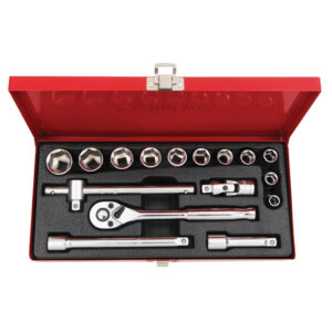Ampro 16 Piece 3/8"  Drive 6 PT Socket Set - Metric