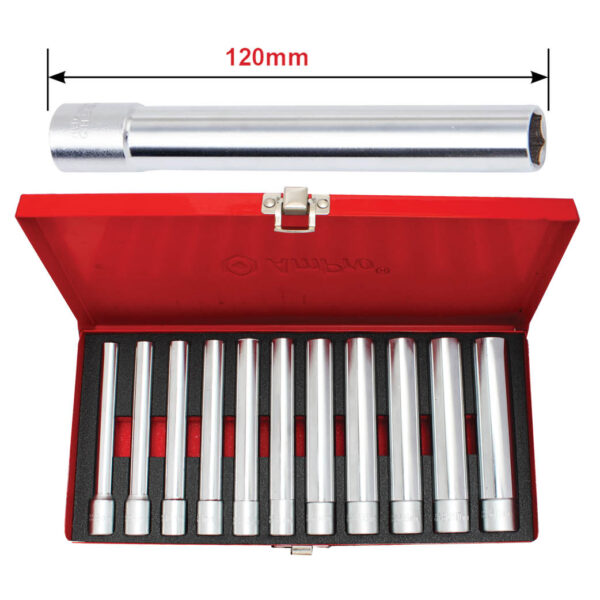 Ampro 11 Piece 3/8" Drive Extra Long Deep Socket Set (8mm-18mm)