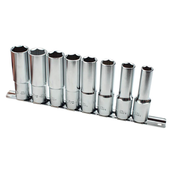Ampro 8 Piece 1/2" Drive 6 PT  Deep Socket Set (10mm-19mm)
