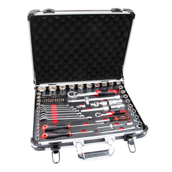 Ampro 77 Piece 1/4" and 1/2" Drive Aluminum Case Socket Set