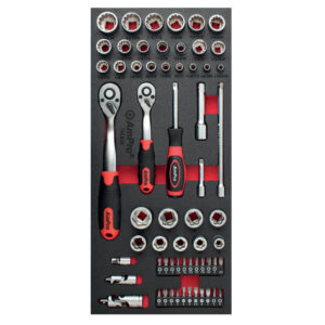 Ampro 62 Piece 1/4" and 3/8" Drive Bolt Extract Socket Set FT
