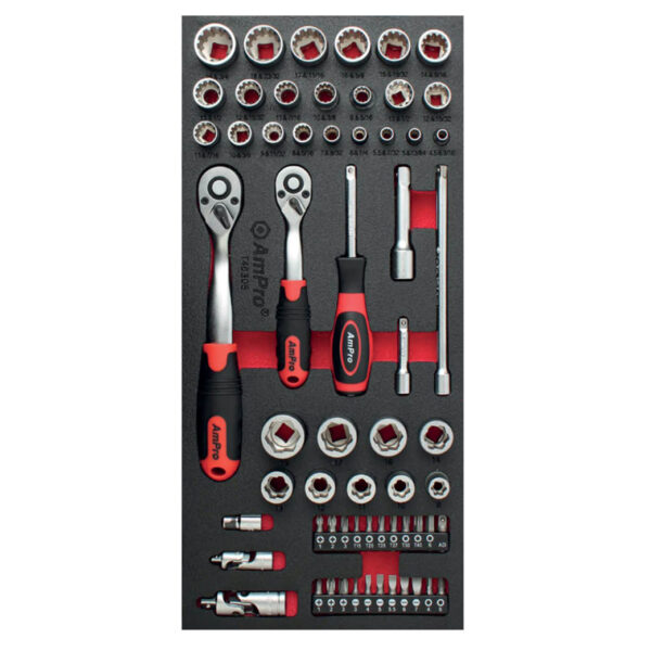 Ampro 62 Piece 1/4" and 3/8" Drive Bolt Extract Socket Set FT