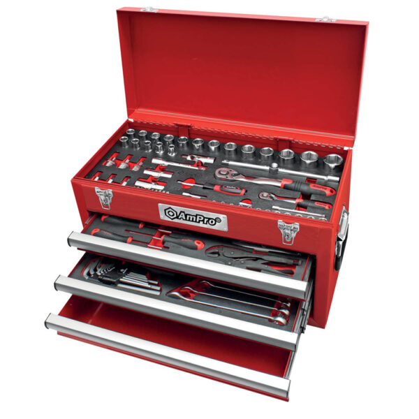 Ampro 101 Piece 1/4" and 1/2" Drive 3-Drawer Chest Bolt-Fit Set