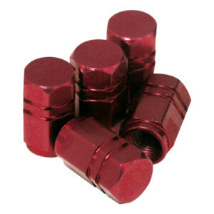 Autogear 5 Piece Hex Tyre Valve Caps - Red